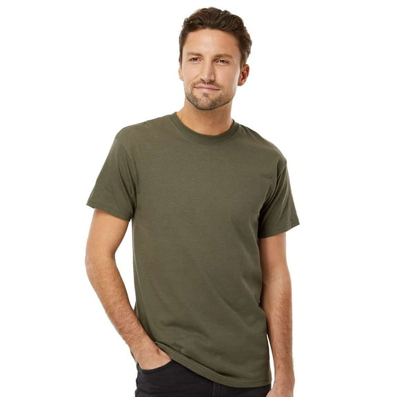 M&O Gold Soft Touch T-Shirt 4800, T-Shirt for Men, Men's Short Sleeve, Unisex Fit, Military Green, 4XL