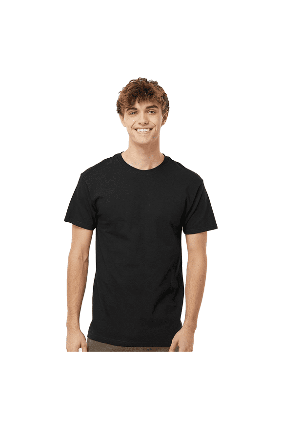 Gold Soft Touch T-Shirt for Men, 100% Cotton Short Sleeve Taped Neck Black Tee, L