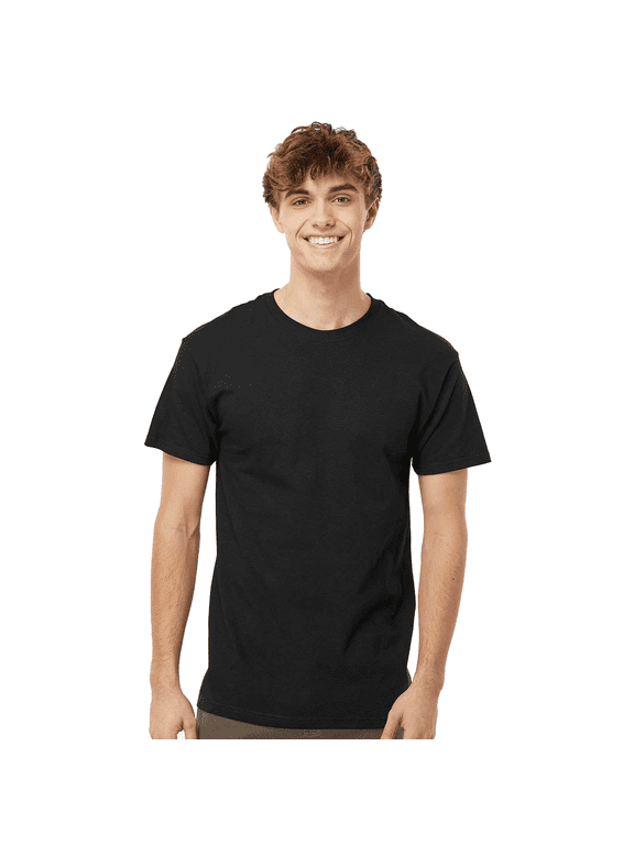 Gold Soft Touch T-Shirt for Men, 100% Cotton Short Sleeve Taped Neck Black Tee, L
