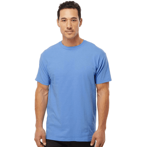 M&O Gold Soft Touch T-Shirt for Men, 100% Cotton Short Sleeve Taped Neck Carolina Blue Tee, M