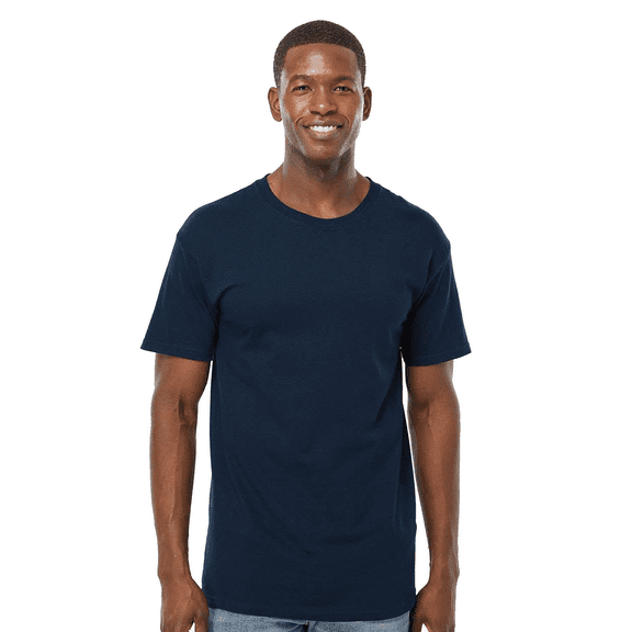 M&O Gold Soft Touch T-Shirt for Men, 100% Cotton Short Sleeve Taped Neck Deep Navy Tee, M