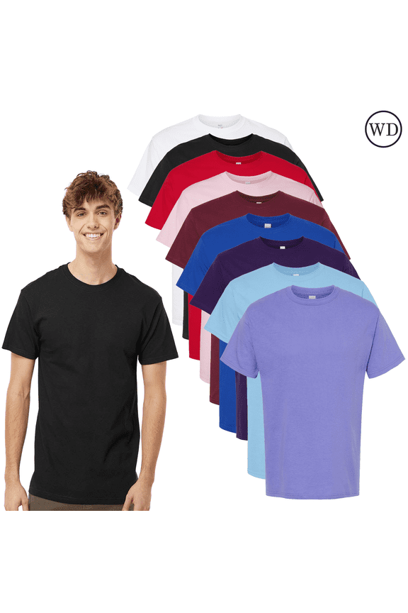 Gold T-Shirt for Men, Crewneck Soft Touch Cotton Preshrunk Jersey, Assorted Color, 9 Pack, S