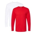 thumbnail image 1 of M&O Men’s Gold Soft Touch Long Sleeve T-Shirt 100% Preshrunk Cotton Standard Fit Casual Tee (White+Deep-Red-2PCS, 2XL), 1 of 7