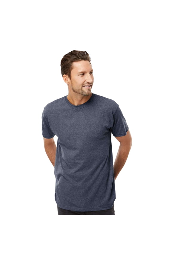 Men's Gold Soft Touch Short Sleeve T-Shirt Cotton Jersey Tees (Heather Navy, XL)