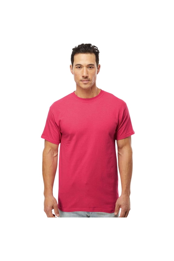 Men's Gold Soft Touch Short Sleeve T-Shirt Cotton Jersey Tees (Heather Red, S)