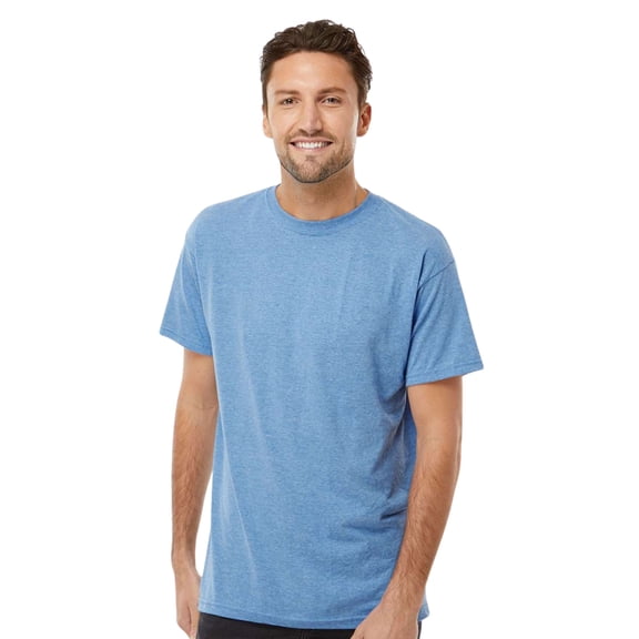 M&O Men's Gold Soft Touch Short Sleeve T-Shirt Cotton Jersey Tees (Light Blue Heather, XL)