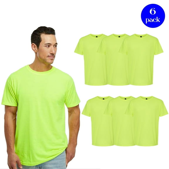 M&O Men's Gold Soft Touch T-Shirt, Hi Vis Casual Work Shirt, Safety Green Tee, Pack of 6 Size 2XL