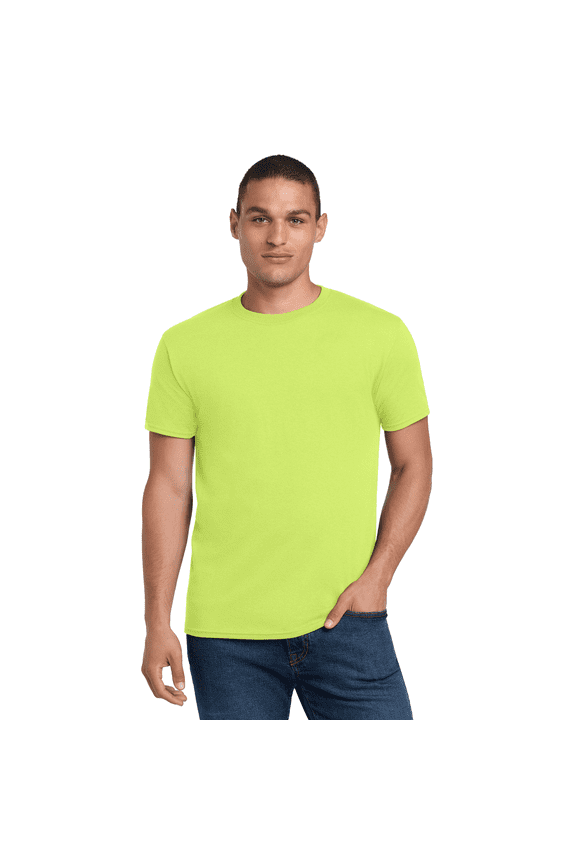 Men's Hi Vis Gold Soft Touch T-Shirt, Short Sleeve, Safety Green, 50/50 Cotton/Poly, Size M