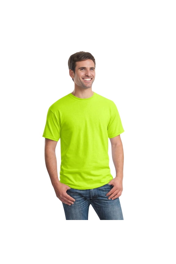 Men's High Visibility Safety T-Shirt, 50/50 Cotton/Polyester Hi Vis Construction Work Shirt (Safety-Green, S)