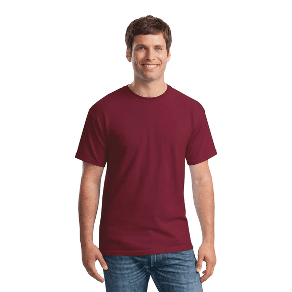 M&O Men’s Short Sleeve T-Shirt - Maroon, Gold Soft Touch Crew Neck Tee, Solid Tee, M