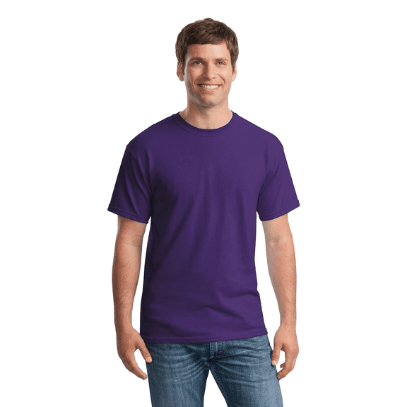 M&O Men’s Short Sleeve T-Shirt - Purple, Gold Soft Touch Crew Neck Tee, Solid Tee, L