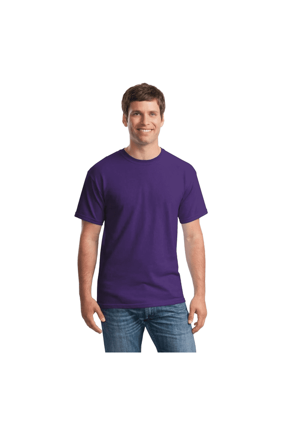 Men’s Short Sleeve T-Shirt - Purple, Gold Soft Touch Crew Neck Tee, Solid Tee, L