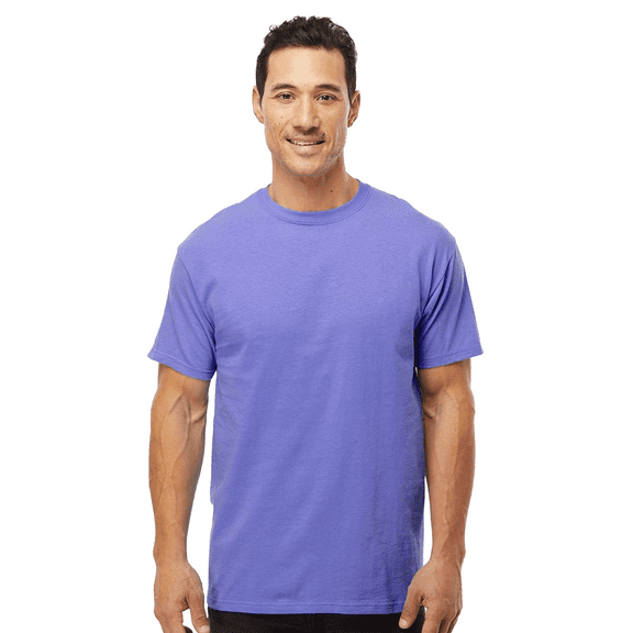M&O Men’s Short Sleeve T-Shirt - Violet, Gold Soft Touch Crew Neck Tee, Solid Tee, L