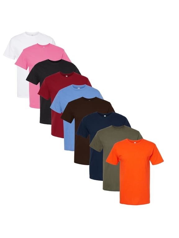 - Men’s T Shirt, Gold Soft Touch Tee | Short Sleeves Tee, 100% cotton 5 oz, Preshrunk jersey Tee, Taped neck |Bulk Colors, Pack – 9 | Size: Large