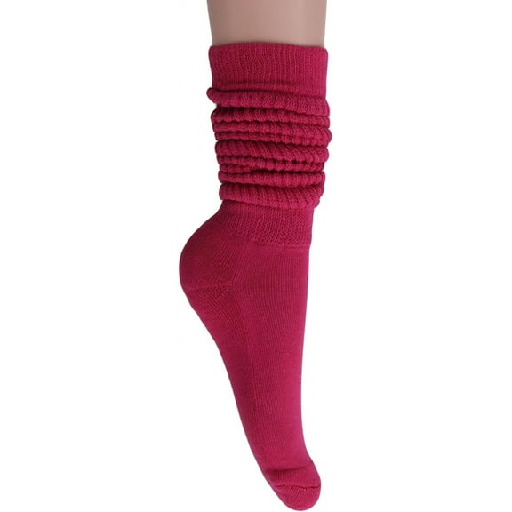M.O.S Women's Slouch Socks Extra Heavy Long, Size 5–10, 1 Pair – Fuchsia