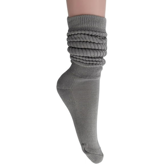 M.O.S Women's Slouch Socks Extra Heavy Long, Size 5–10, 1 Pair – Gray