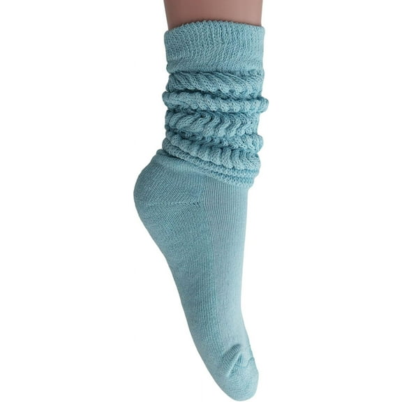 M.O.S Women's Slouch Socks Extra Heavy Long, Size 5–10, 1 Pair – Sky Blue