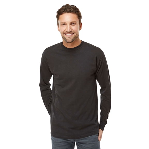 M&O Men’s Gold Soft Touch Long Sleeve T-Shirt 100% Preshrunk Cotton Standard Fit Casual Tee (Black, XL)
