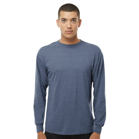 M&O Unisex Gold Soft Touch Long Sleeve T-Shirt Crewneck Tee Shirts (Heather Navy, XL)