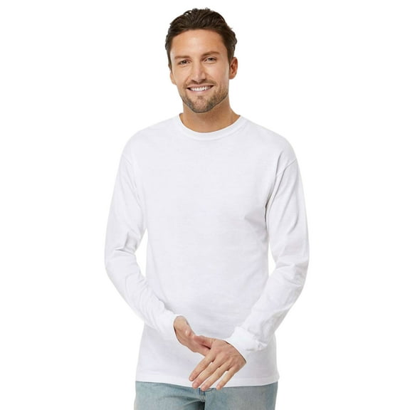 M&O Unisex Gold Soft Touch Long Sleeve T-Shirt Crewneck Tee Shirts (White, M)