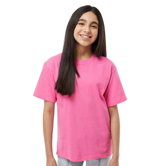 M&O Youth Gold Soft Touch T-Shirt Craft and DIY Short Sleeve Crewneck Tees (Azalea, XL)