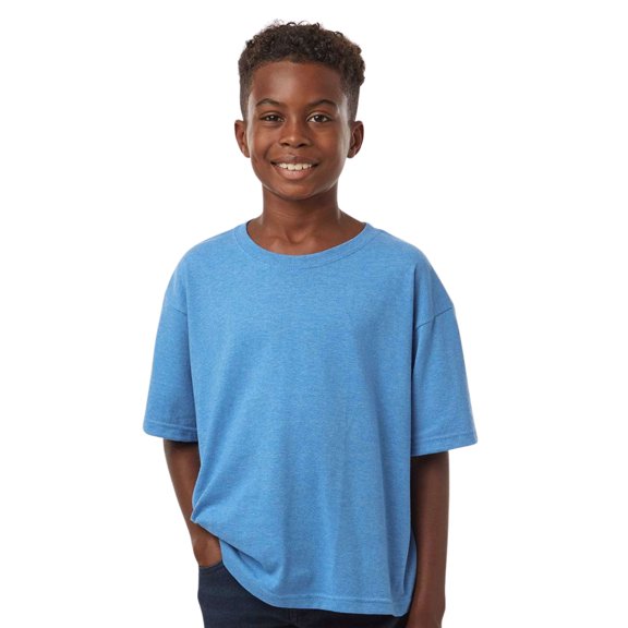 M&O Youth Gold Soft Touch T-Shirt Craft and DIY Short Sleeve Crewneck Tees (Heather Turquoise, L)