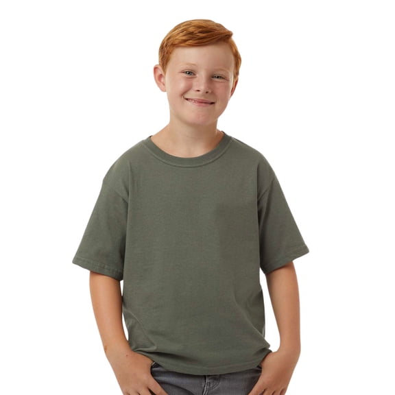 M&O Youth Gold Soft Touch T-Shirt Craft and DIY Short Sleeve Crewneck Tees (Military Green, L)