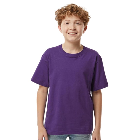 M&O Youth Gold Soft Touch T-Shirt Craft and DIY Short Sleeve Crewneck Tees (Purple, M)