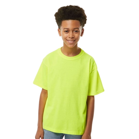 M&O Youth Gold Soft Touch T-Shirt Craft and DIY Short Sleeve Crewneck Tees (Safety Green, L)
