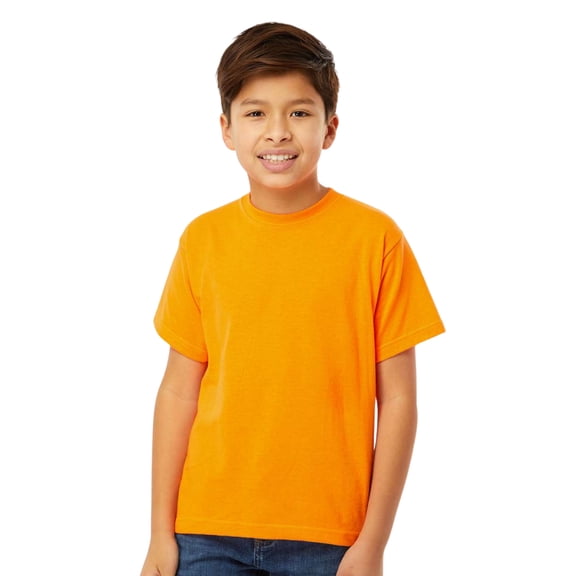 M&O Youth Gold Soft Touch T-Shirt Craft and DIY Short Sleeve Crewneck Tees (Safety Orange, XS)