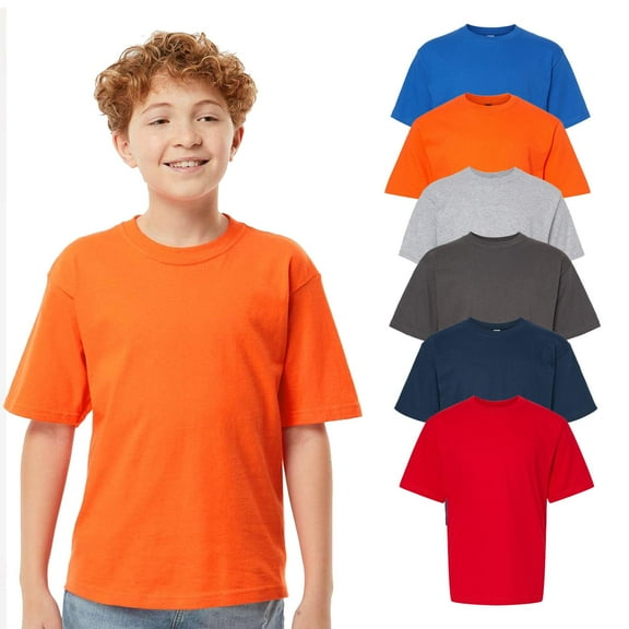 M&O - Youth T-Shirts, Short Sleeve, Soft Touch bulk Colors|100% preshrunk cotton, 5 oz |6- Pack, Size: XS
