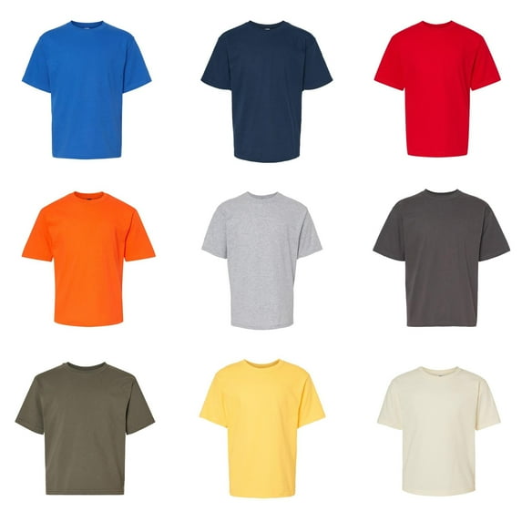 M&O - Youth T-Shirts, Short Sleeve, Soft Touch bulk Colors|100% preshrunk cotton, 5 oz |9- Pack, Size: XL