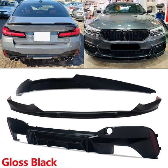 M Performance Front Bumper Lip Splitter M4 Style Trunk Spoiler Rear Diffuser For 2017-2020 BMW 5 Series G30 Body Kits Gloss Black