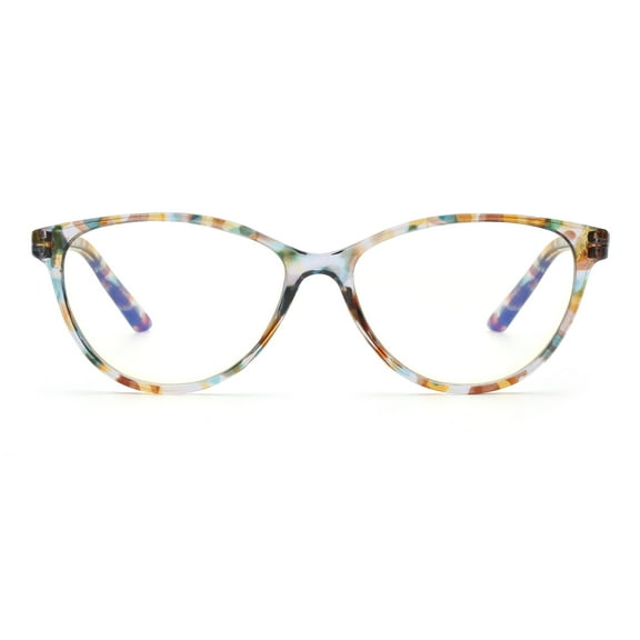 M+ Plano Blue Light Lens Injection Womens Frames, Linda, Crystal Tortoise, 54.0-15.5-145, with Case