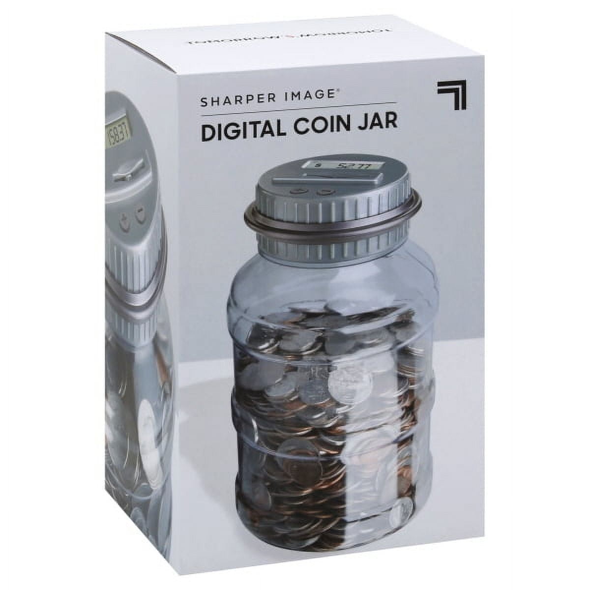 M&R Digital Counting Coin Bank. Batteries Included! Personal Coin Counter/Money Clear Jar, Silver Top Totals Up Your Savings- Works with All U.S.