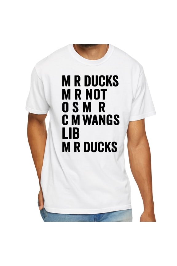 M R Ducks M R Not O S M R C M Wangs Lib M R Ducks T-Shirt – Funny Phonetic Reading Joke Graphic Tee