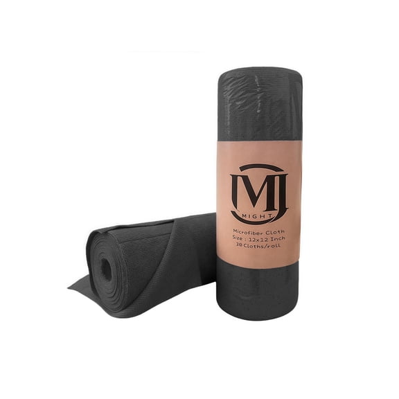 M RIGHT Black Microfiber Cleaning Cloths Roll 2 Rolls, Reusable, Machine Washable, Super Absorbent, Lint Free, Tear Away Design