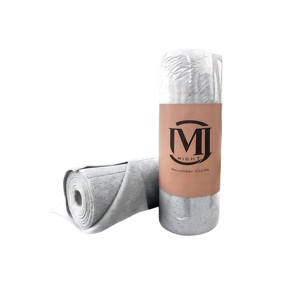 M RIGHT Gray Microfiber Cleaning Cloths Roll 2 Rolls, Reusable, Machine Washable, Super Absorbent, Lint Free, Tear Away Design