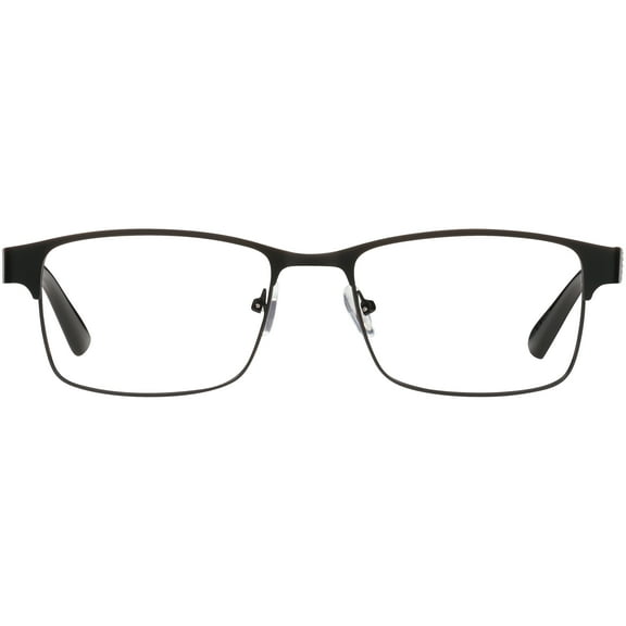 M Readers Men's Ash +1.00 Rectangle Reading Glasses with Case, Black Matte