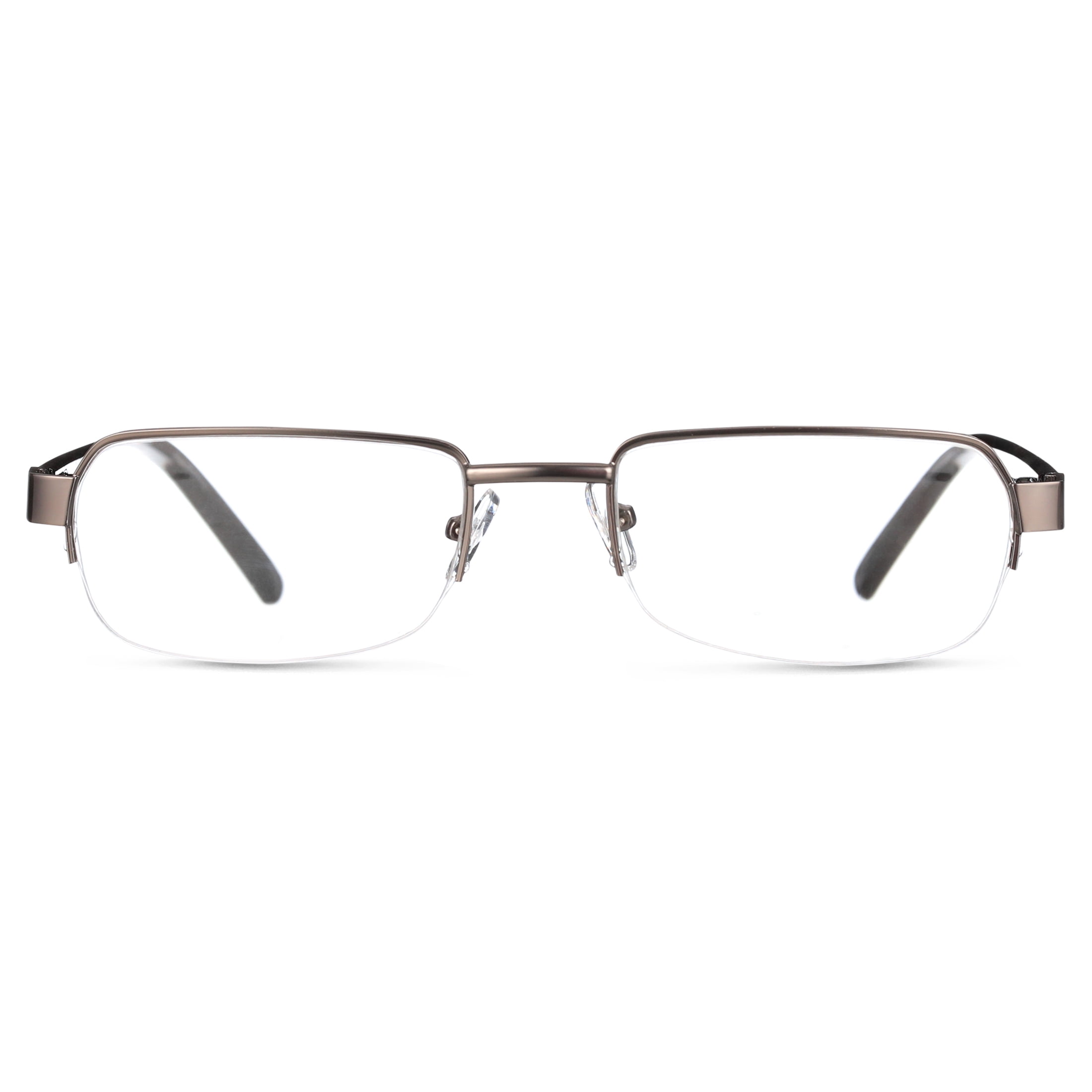 M+ Readers Men's Keith +2.00 Rectangle Reading Glasses with Case, Dark Gunmetal
