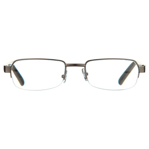 M Readers Men's Linden +3.00 Rectangle Reading Glasses with Case, Dark Gunmetal