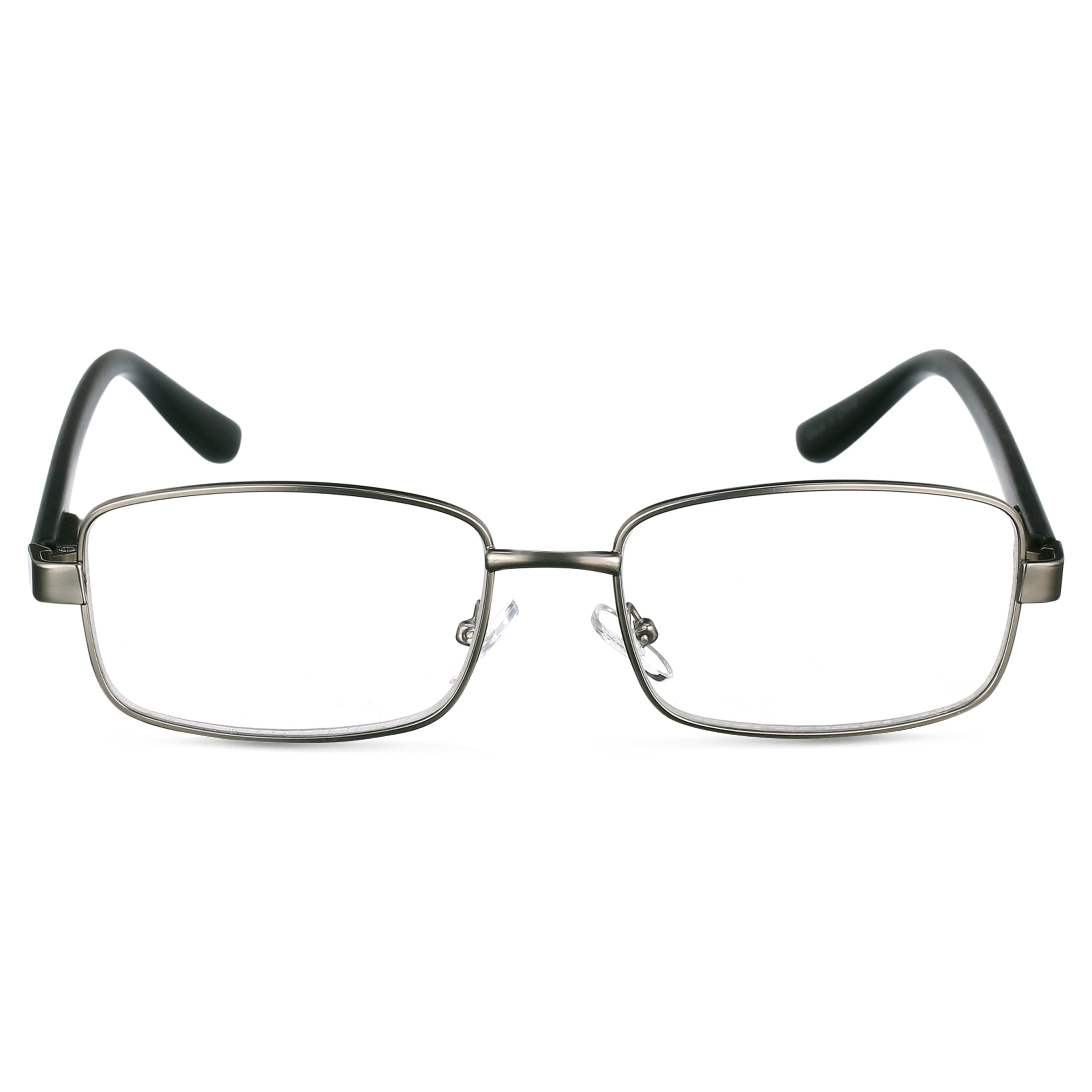 M Readers Men's Reed +2.00 Rectangle Reading Glasses with Case, Dark Gunmetal