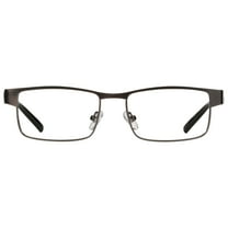 M  Mens Rectangular Flat Metal Reading Glasses Gun 1.50 Birch in Gunmetal with Classic Black Temples
