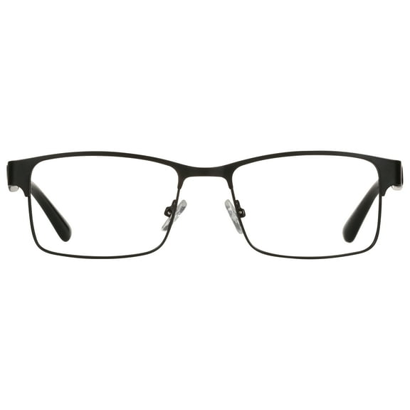M Mens Rectangular Flat Metal Reading Glasses 1.25 Ash in Classic Matte Black