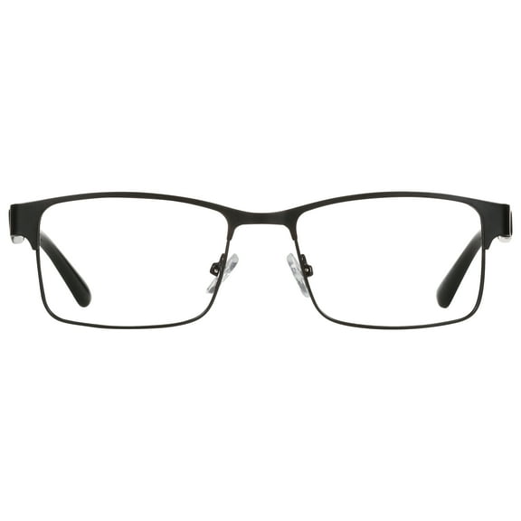 M  Mens Rectangular Flat Metal Reading Glasses 1.50 Ash in Classic Matte Black