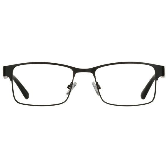 M  Mens Rectangular Flat Metal Reading Glasses 1.75 Ash in Classic Matte Black