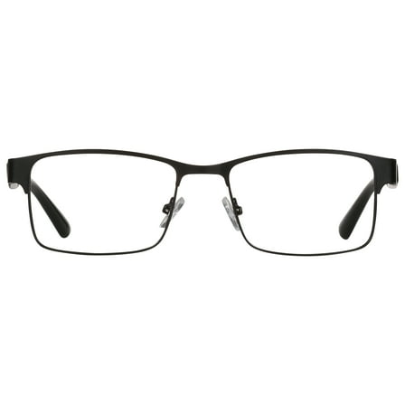 M+ Mens Rectangular Flat Metal Reading Glasses 2.00 Ash in Classic Matte Black