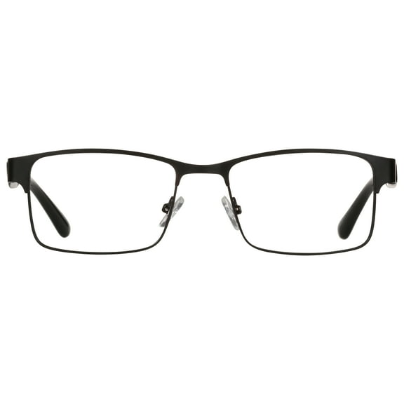 M  Mens Rectangular Flat Metal Reading Glasses 2.50 Ash in Classic Matte Black