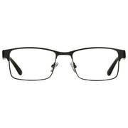 M+ Mens Rectangular Flat Metal Reading Glasses 2.50 Ash in Classic Matte Black