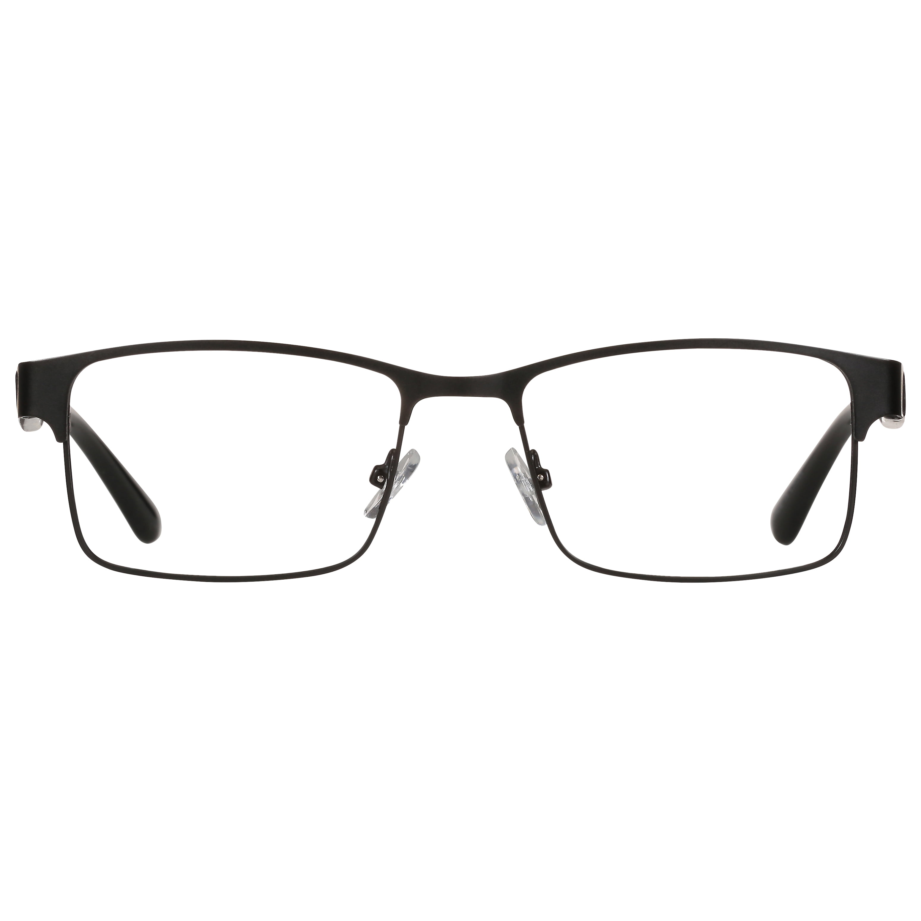M+ Mens Rectangular Flat Metal Reading Glasses 3.00 Ash in Classic Matte Black